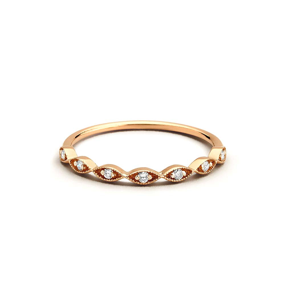 Petite Art Deco Wedding Band in 14K Gold — view 4