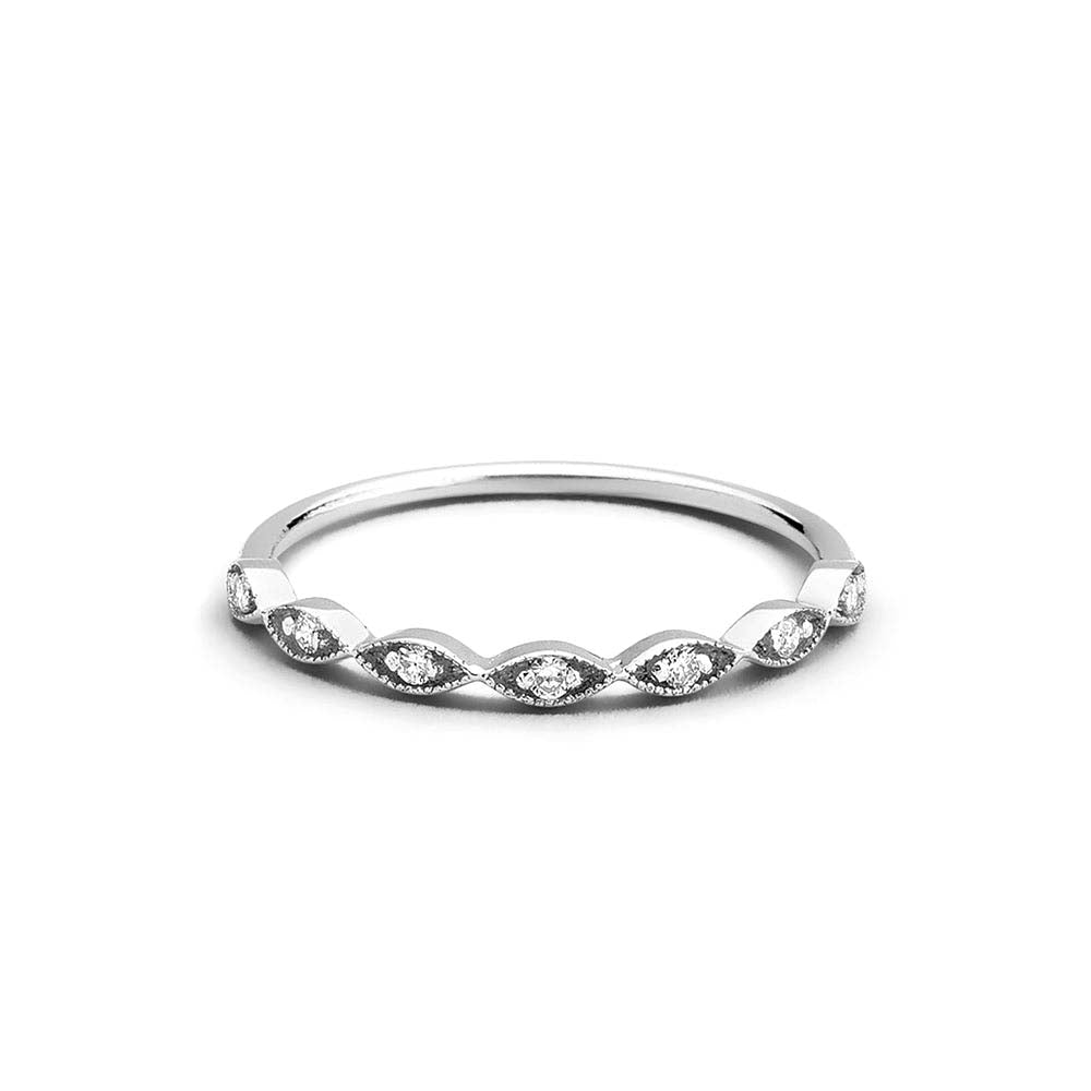 Petite Art Deco Wedding Band in 14K Gold — view 3
