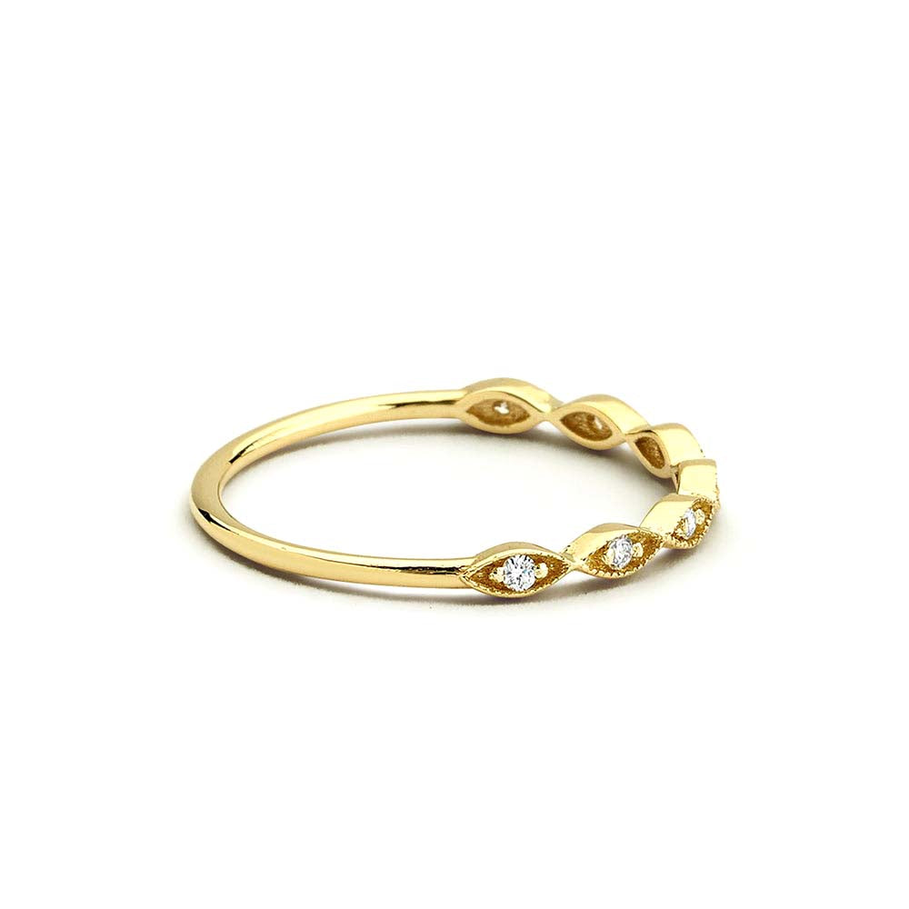 Petite Art Deco Wedding Band in 14K Gold — view 2