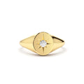 Starburst Diamond Signet Ring in 14K Gold — view 1