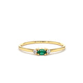 Mini Oval Emerald Ring with Diamonds in 14K Gold — view 1