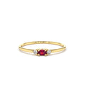 Mini Oval Ruby Ring with Diamonds in 14K Gold — view 1