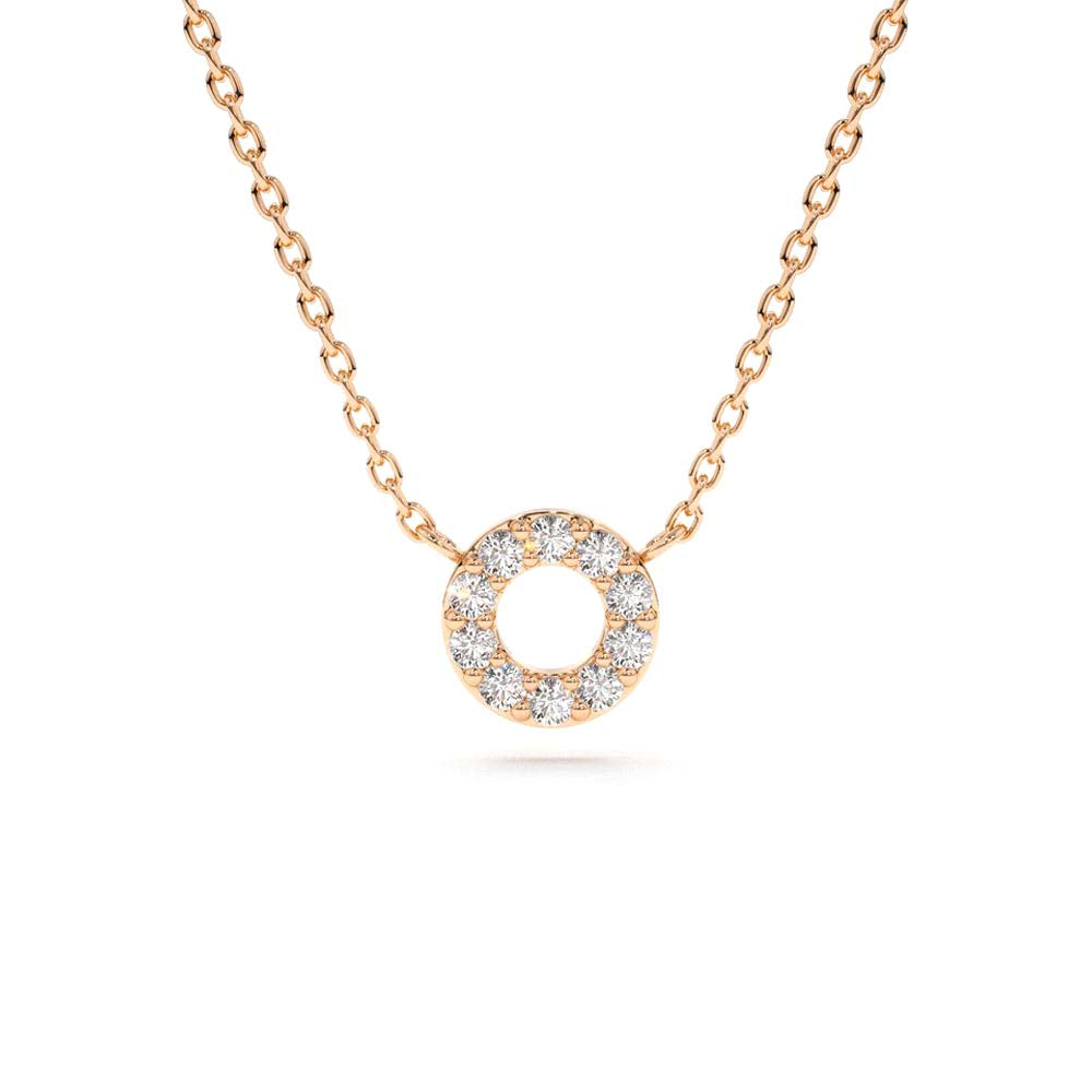 Mini Diamond Circle Necklace in 14K Gold — view 4