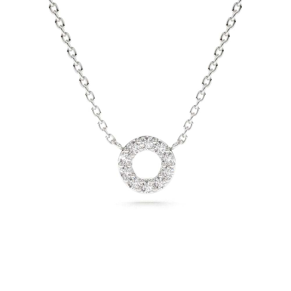 Mini Diamond Circle Necklace in 14K Gold — view 3