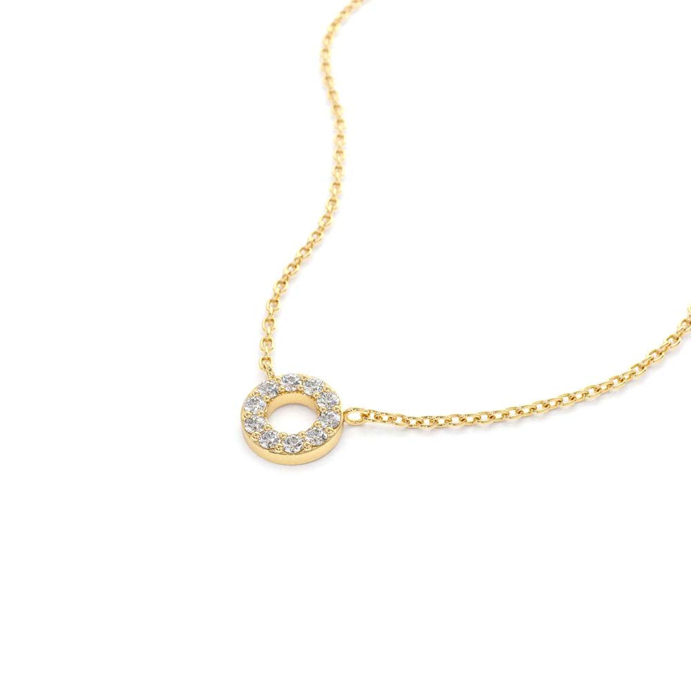 Mini Diamond Circle Necklace in 14K Gold — view 2