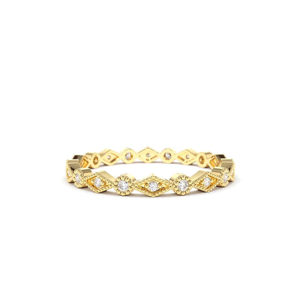 Art Deco Diamond Eternity Band in 14K Gold — view 1