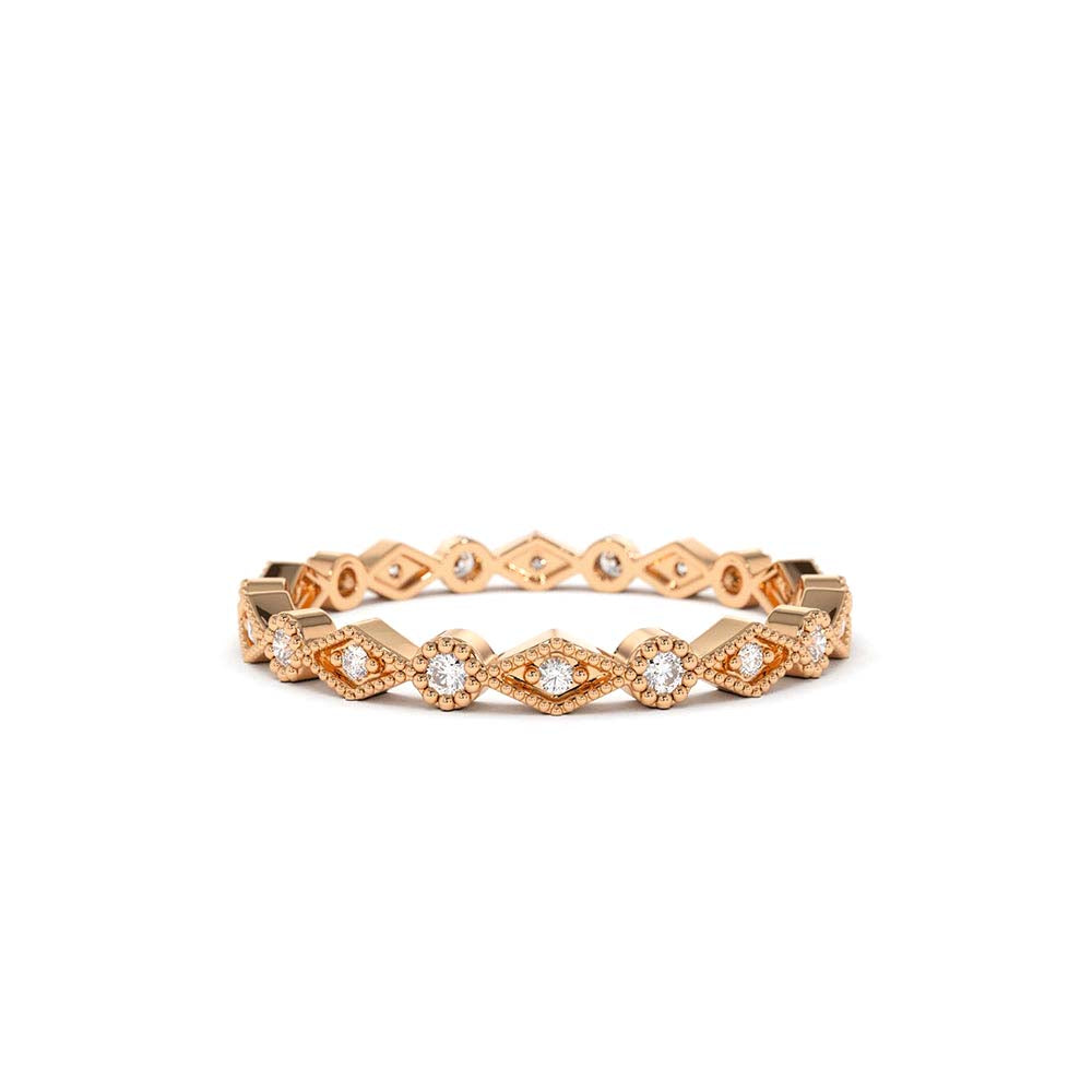Art Deco Diamond Eternity Band in 14K Gold — view 5