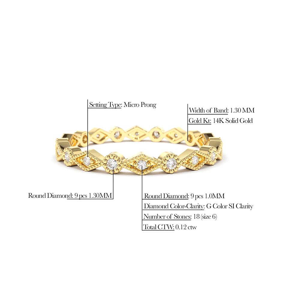 Art Deco Diamond Eternity Band in 14K Gold — view 2