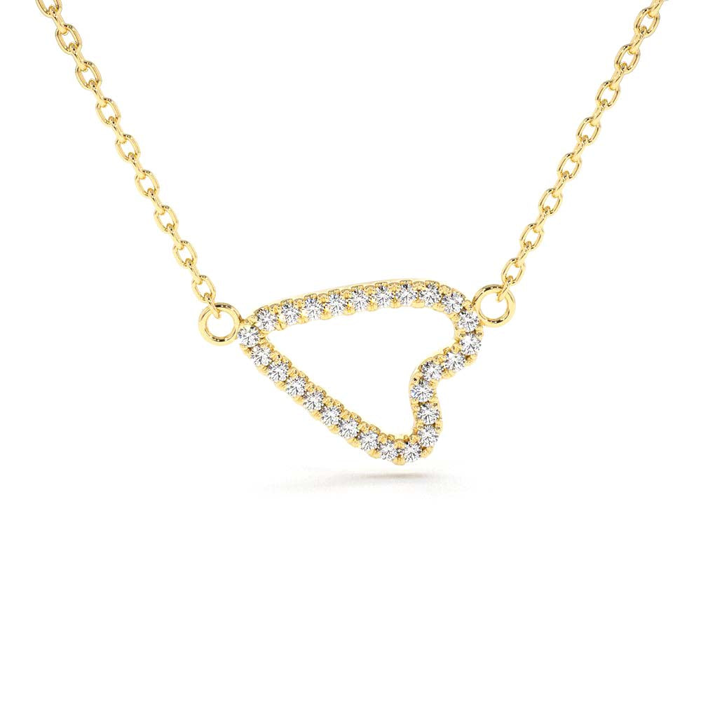 Sideways Diamond Heart in Micro Pave Setting in 14K Gold — view 1