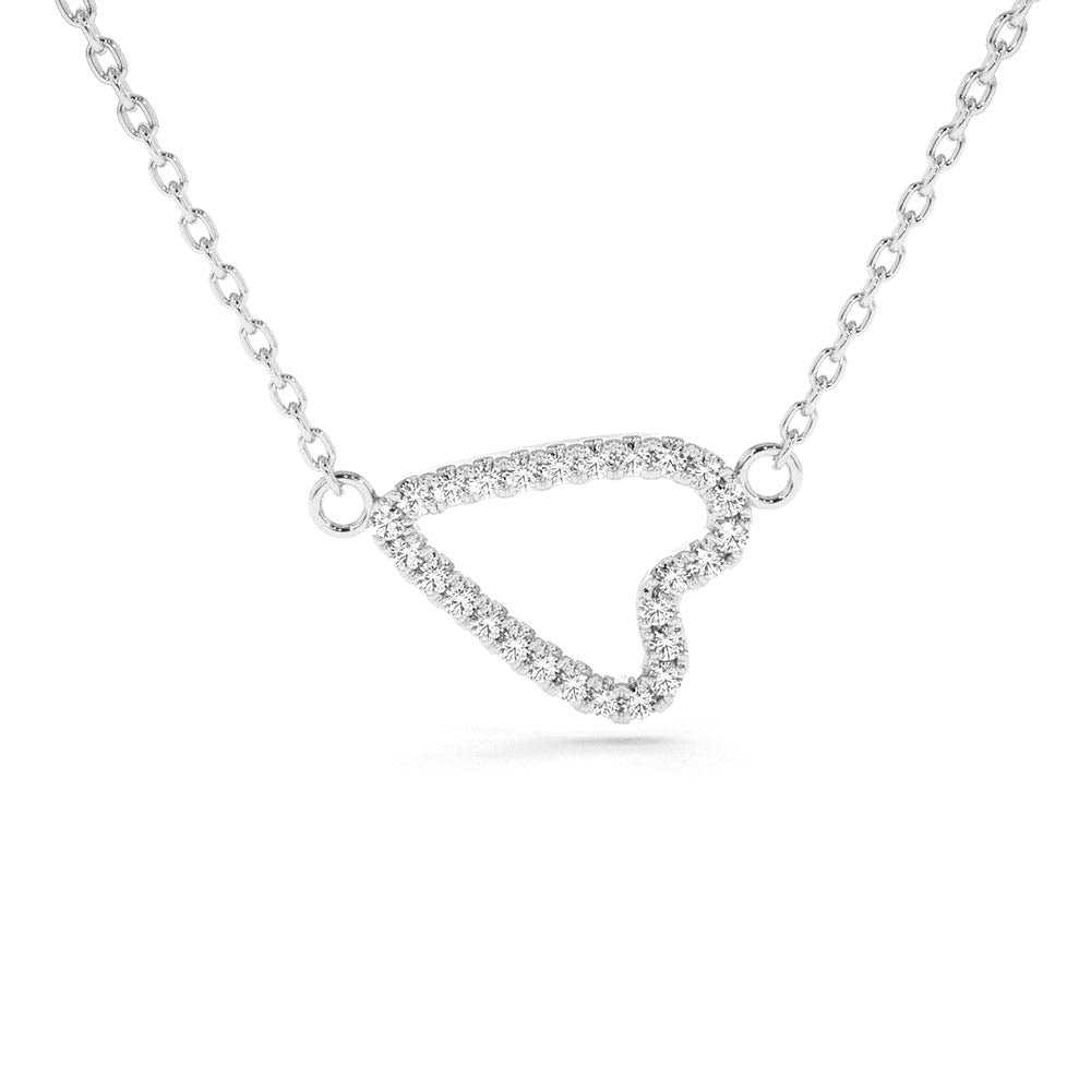 Sideways Diamond Heart in Micro Pave Setting in 14K Gold — view 3