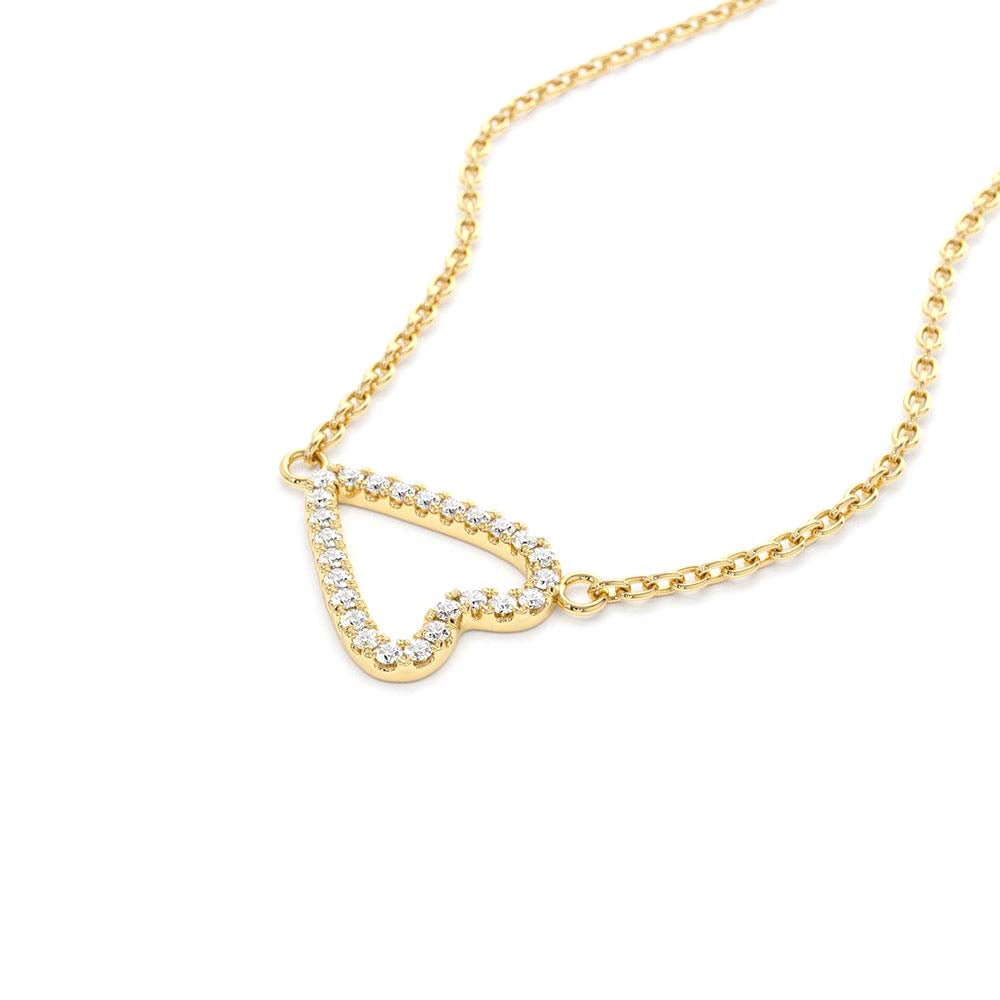 Sideways Diamond Heart in Micro Pave Setting in 14K Gold — view 2