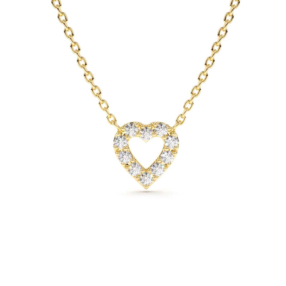 Tiny Diamond Heart Necklace in 14K Gold — view 1