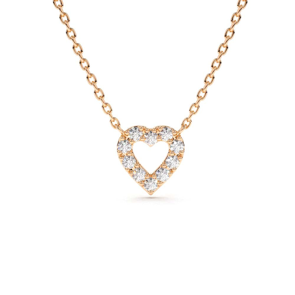 Tiny Diamond Heart Necklace in 14K Gold — view 4