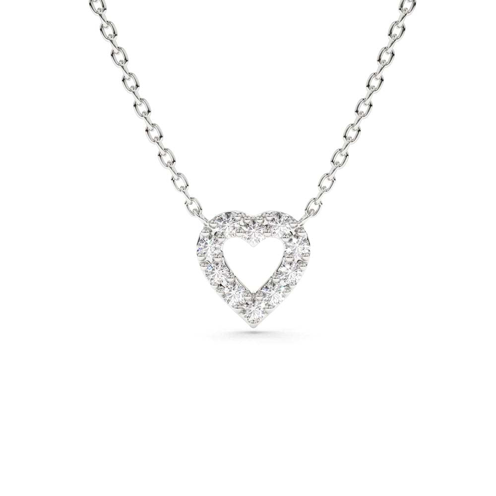 Tiny Diamond Heart Necklace in 14K Gold — view 3