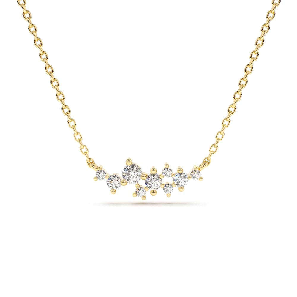 Nine Diamond Cluster Necklace in 14K Gold — view 1