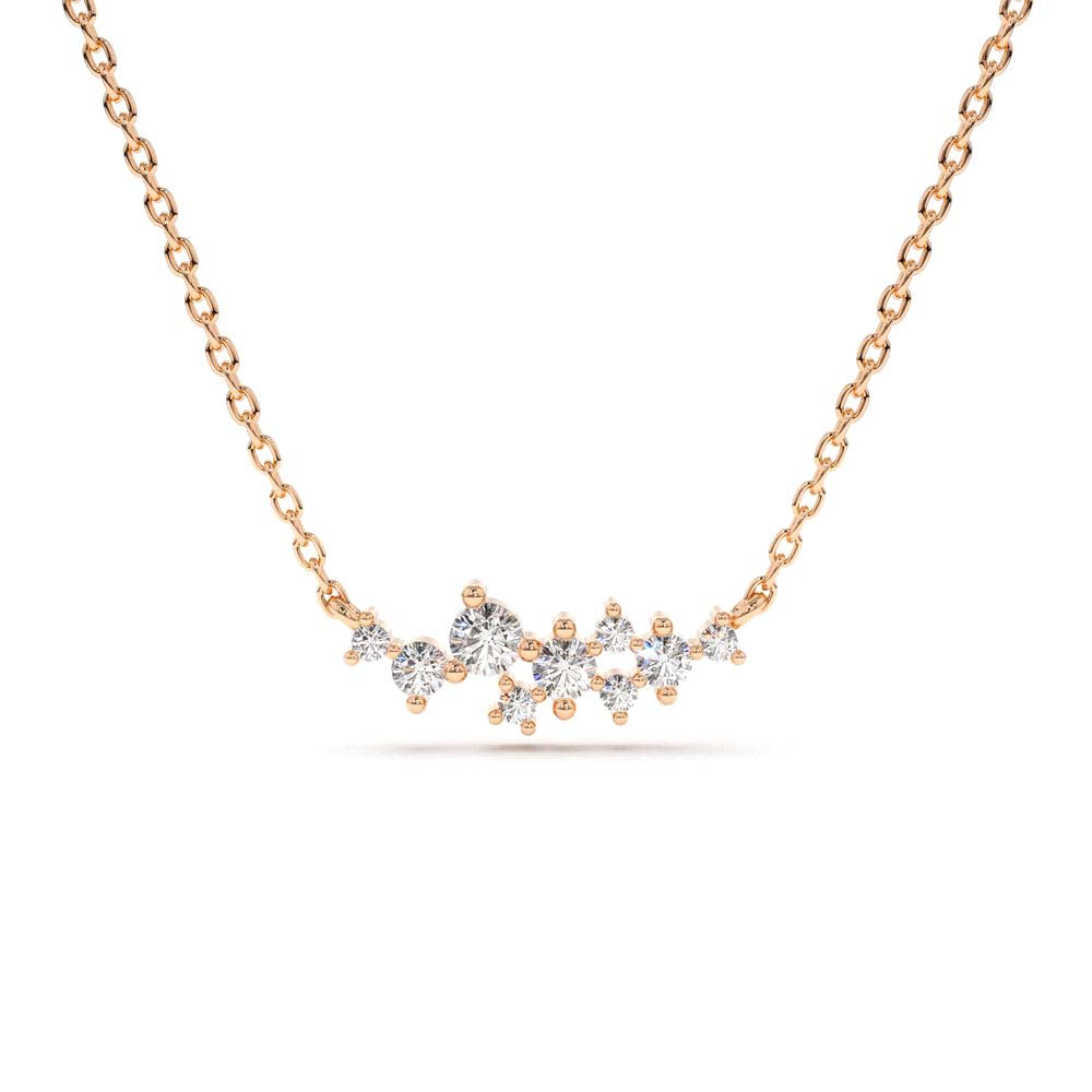 Nine Diamond Cluster Necklace in 14K Gold — view 4