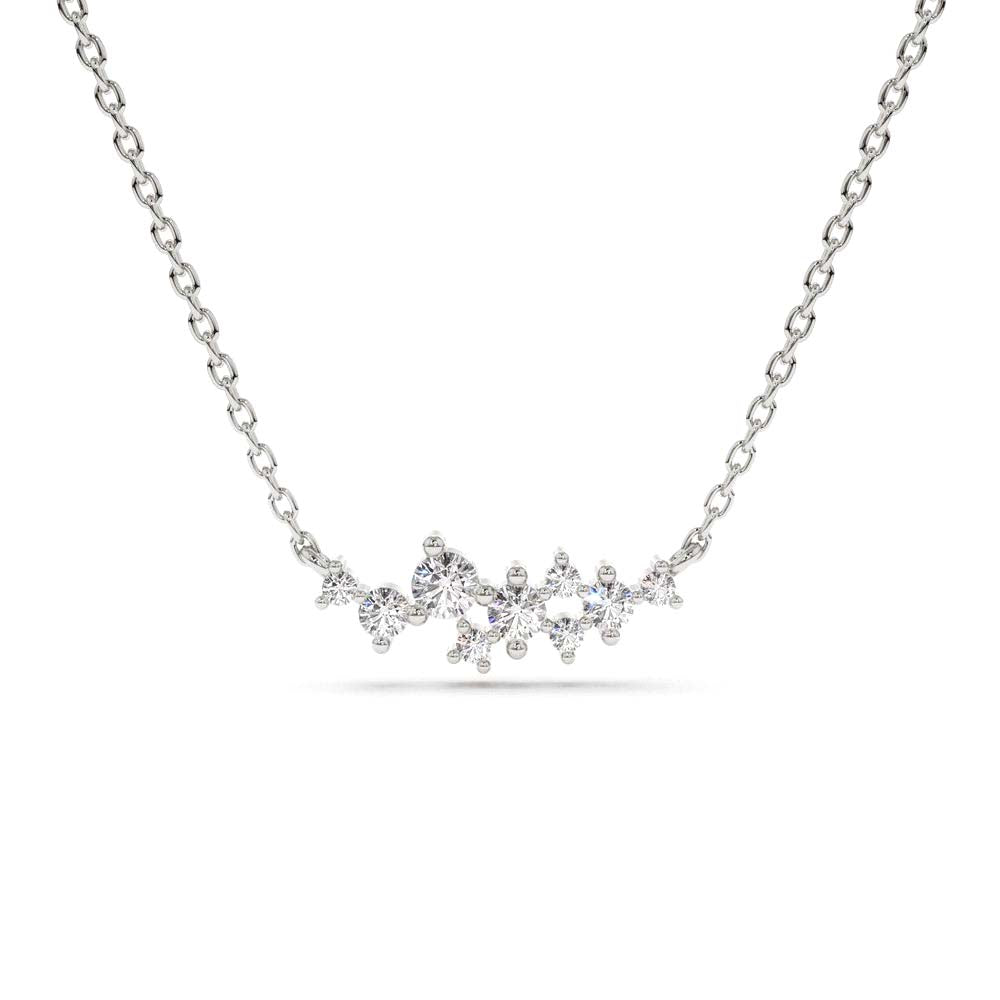 Nine Diamond Cluster Necklace in 14K Gold — view 3