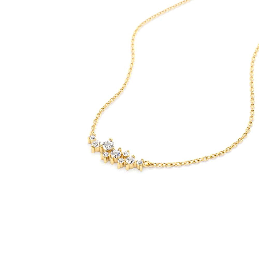 Nine Diamond Cluster Necklace in 14K Gold — view 2