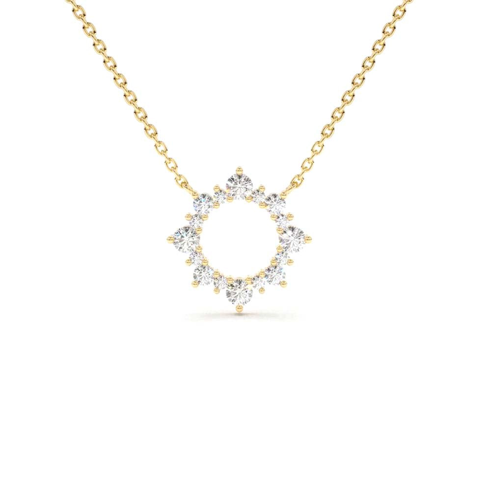 Diamond Sun Circle Necklace in 14K Gold — view 1