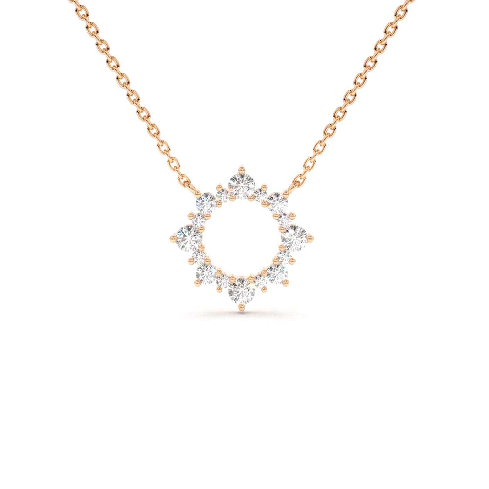 Diamond Sun Circle Necklace in 14K Gold — view 4