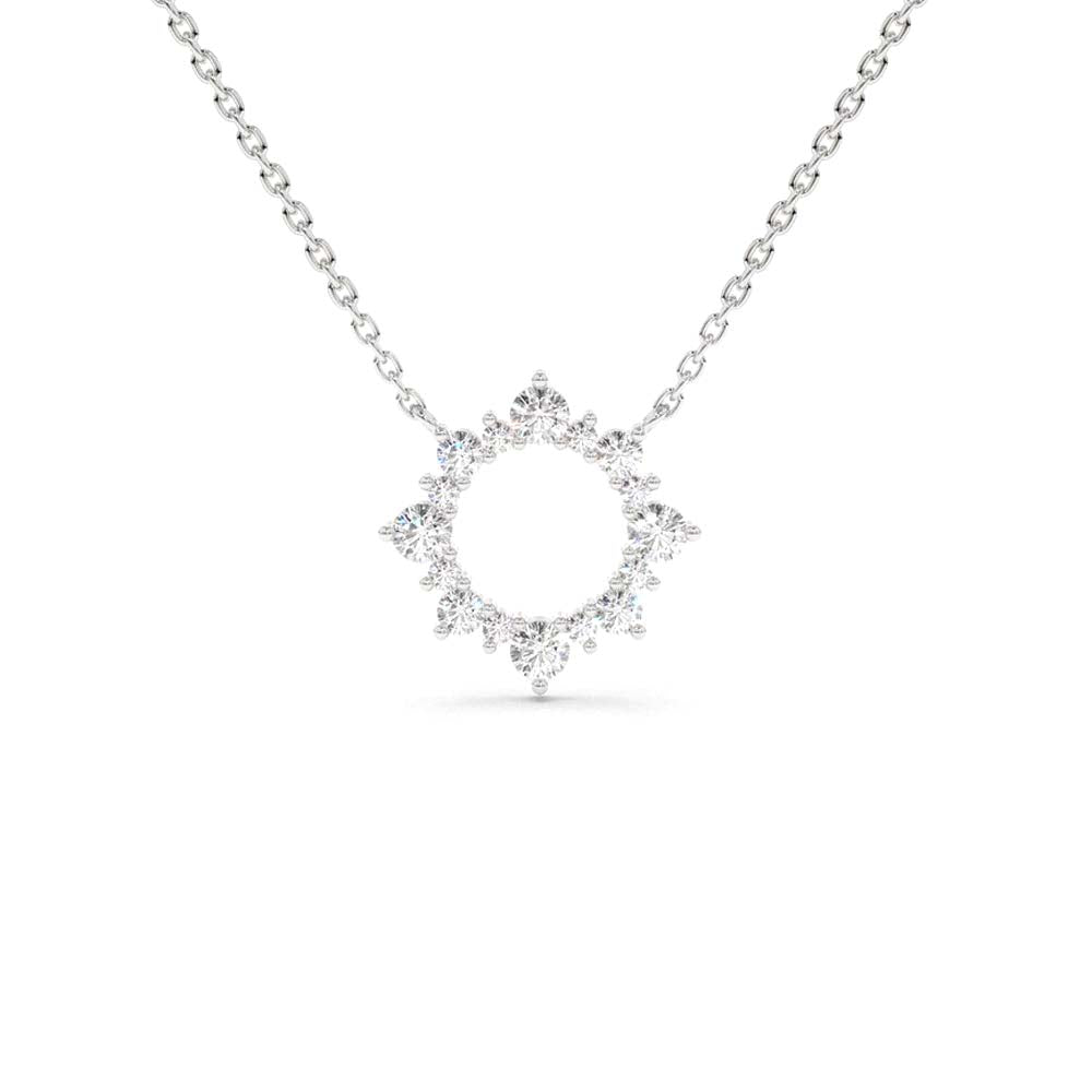 Diamond Sun Circle Necklace in 14K Gold — view 3