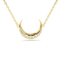 Diamond Crescent Moon Necklace in 14K Gold — view 1