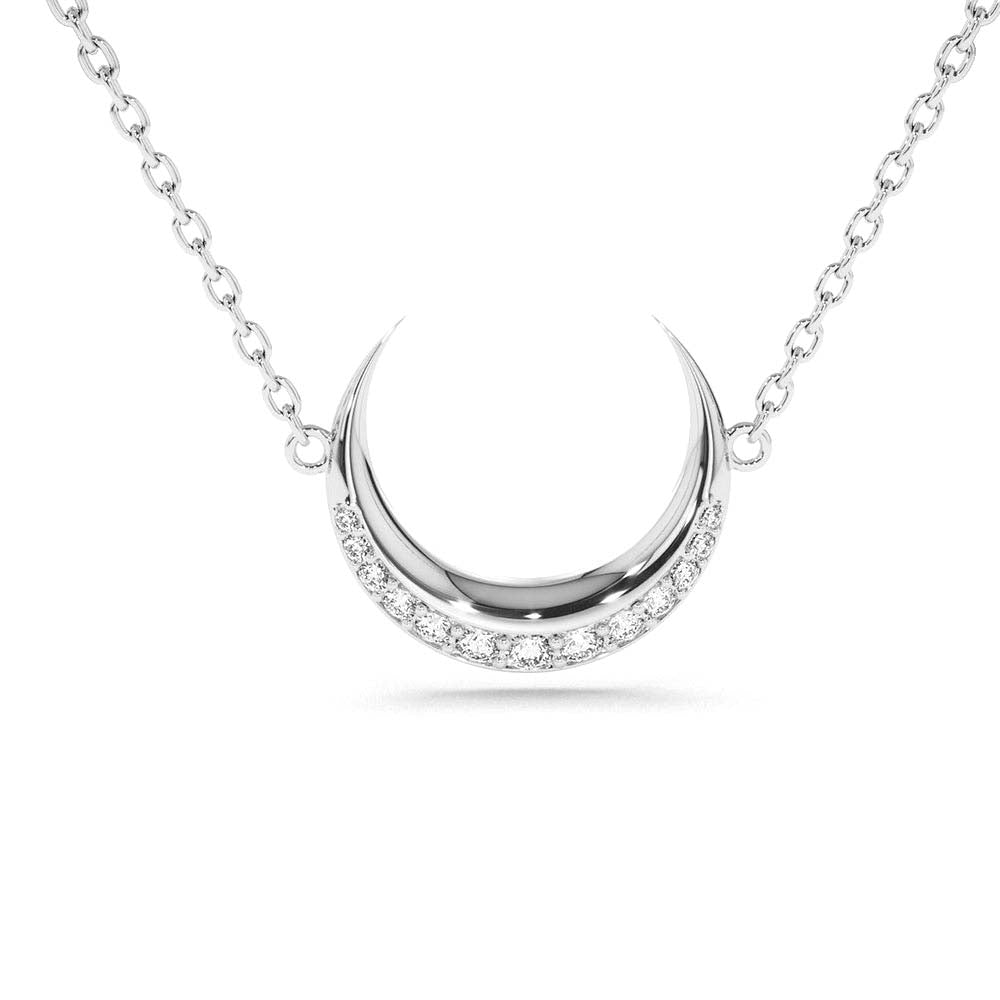 Diamond Crescent Moon Necklace in 14K Gold — view 3