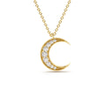 Mini Crescent Moon Diamond Necklace in 14K Gold — view 1
