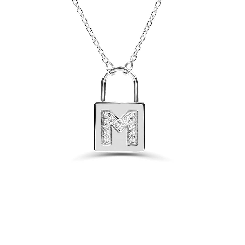 Padlock Initial Necklace in 14K Gold — view 2