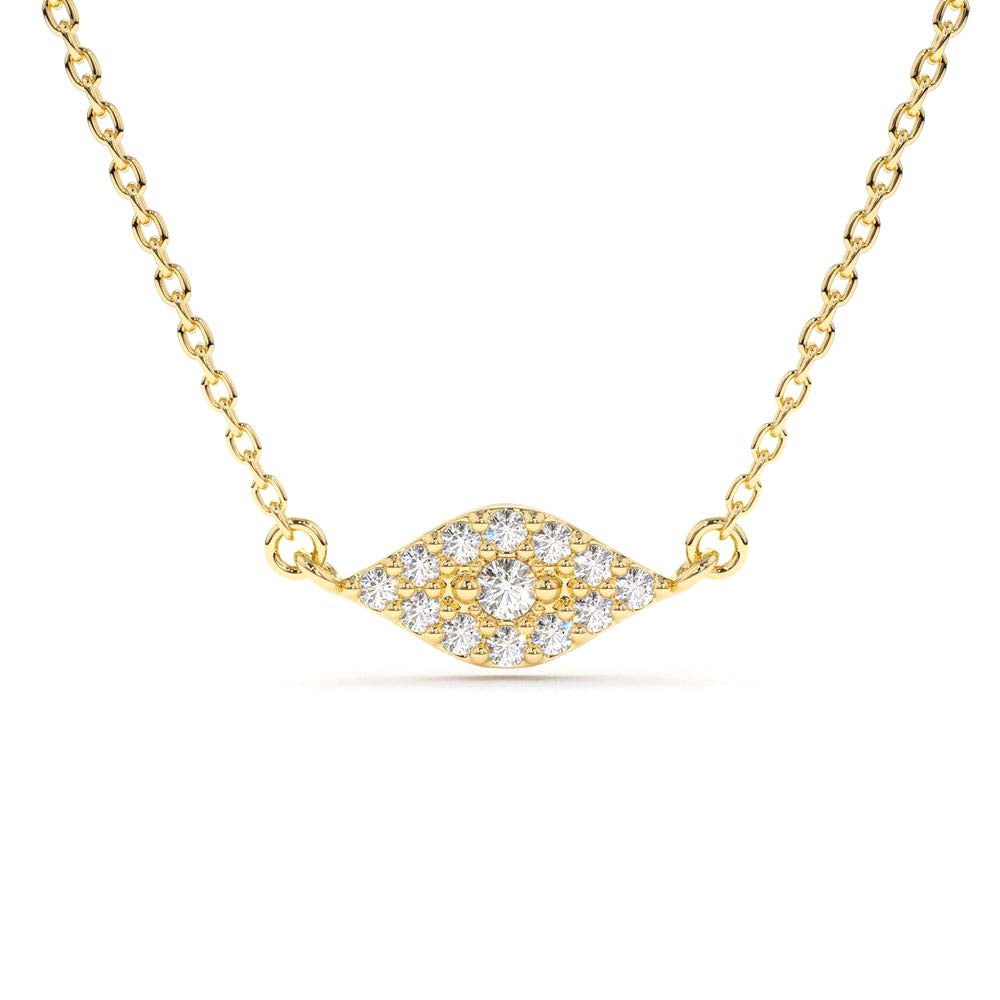 Diamond Evil Eye Necklace in 14K Gold — view 1