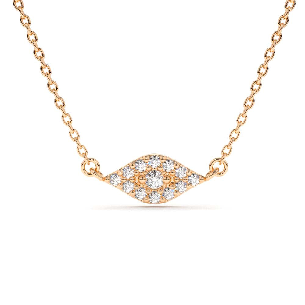 Diamond Evil Eye Necklace in 14K Gold — view 4