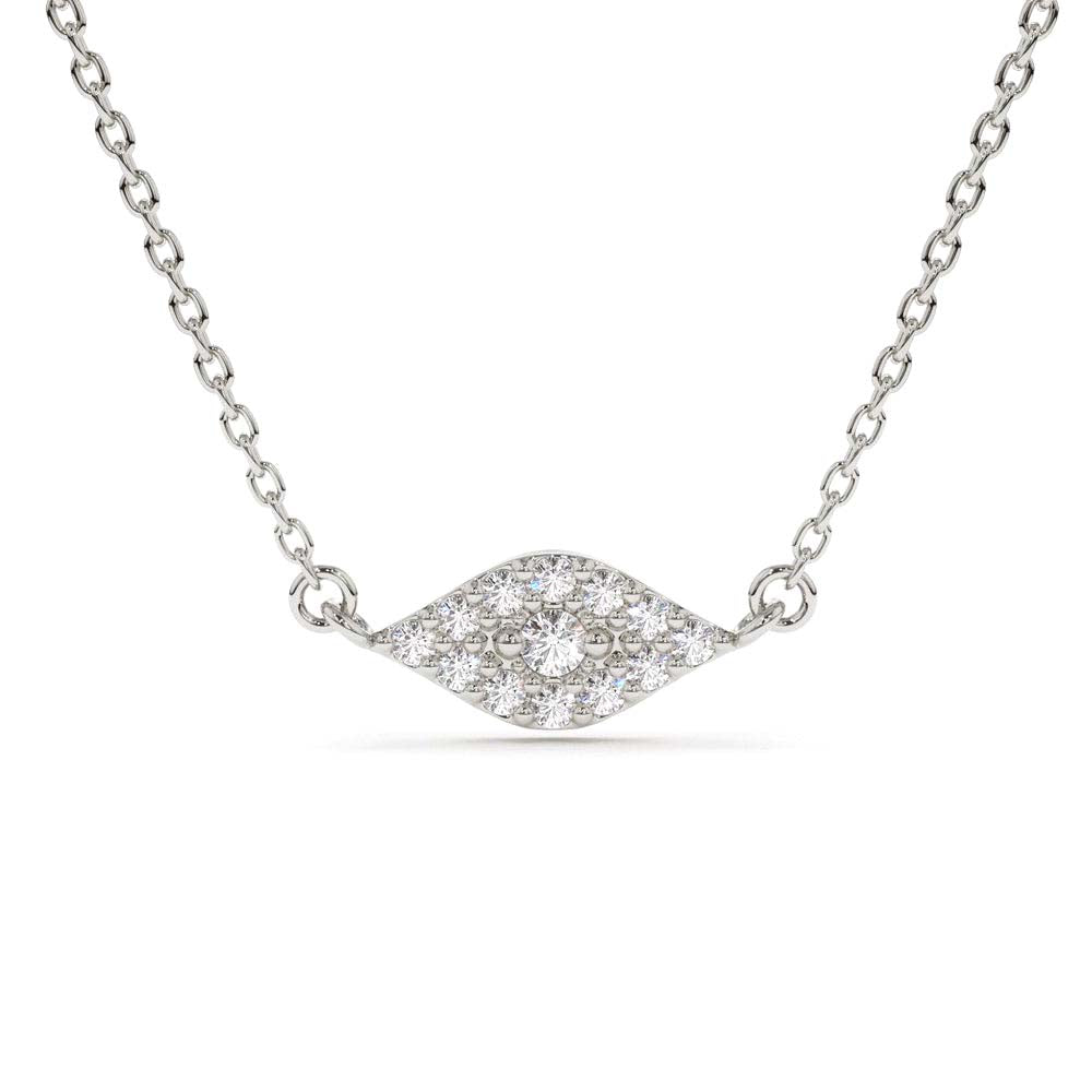 Diamond Evil Eye Necklace in 14K Gold — view 3