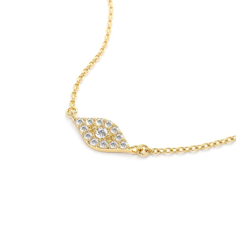 Diamond Evil Eye Necklace in 14K Gold — view 2
