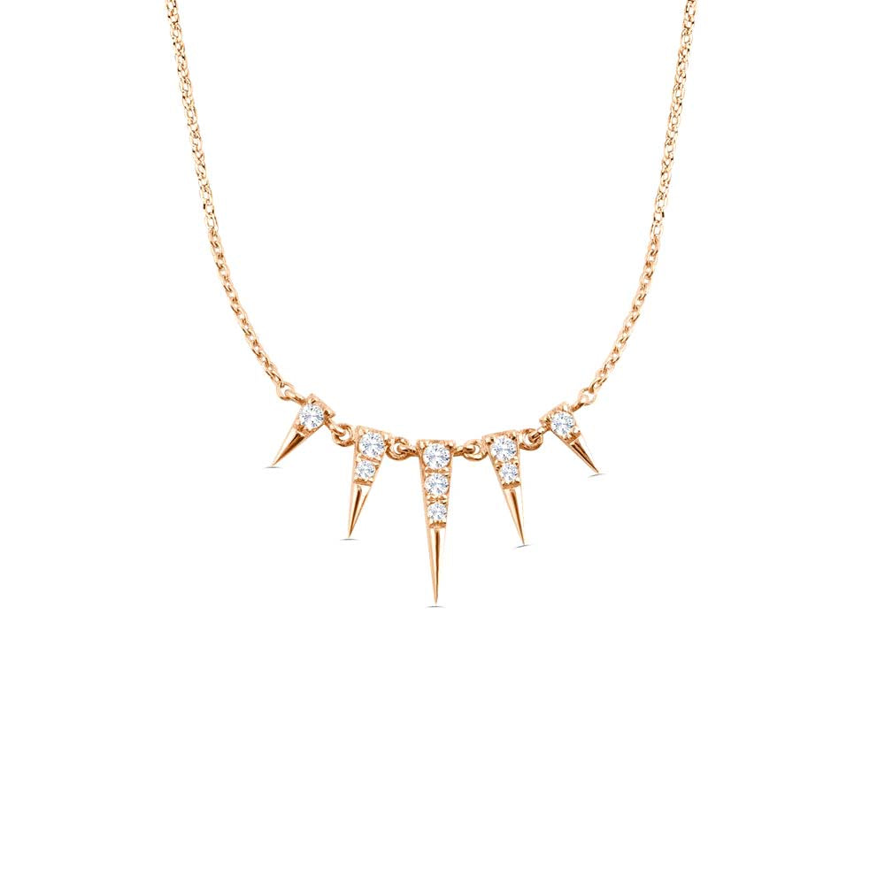 Diamond Spike Necklace in 14K Gold — view 3