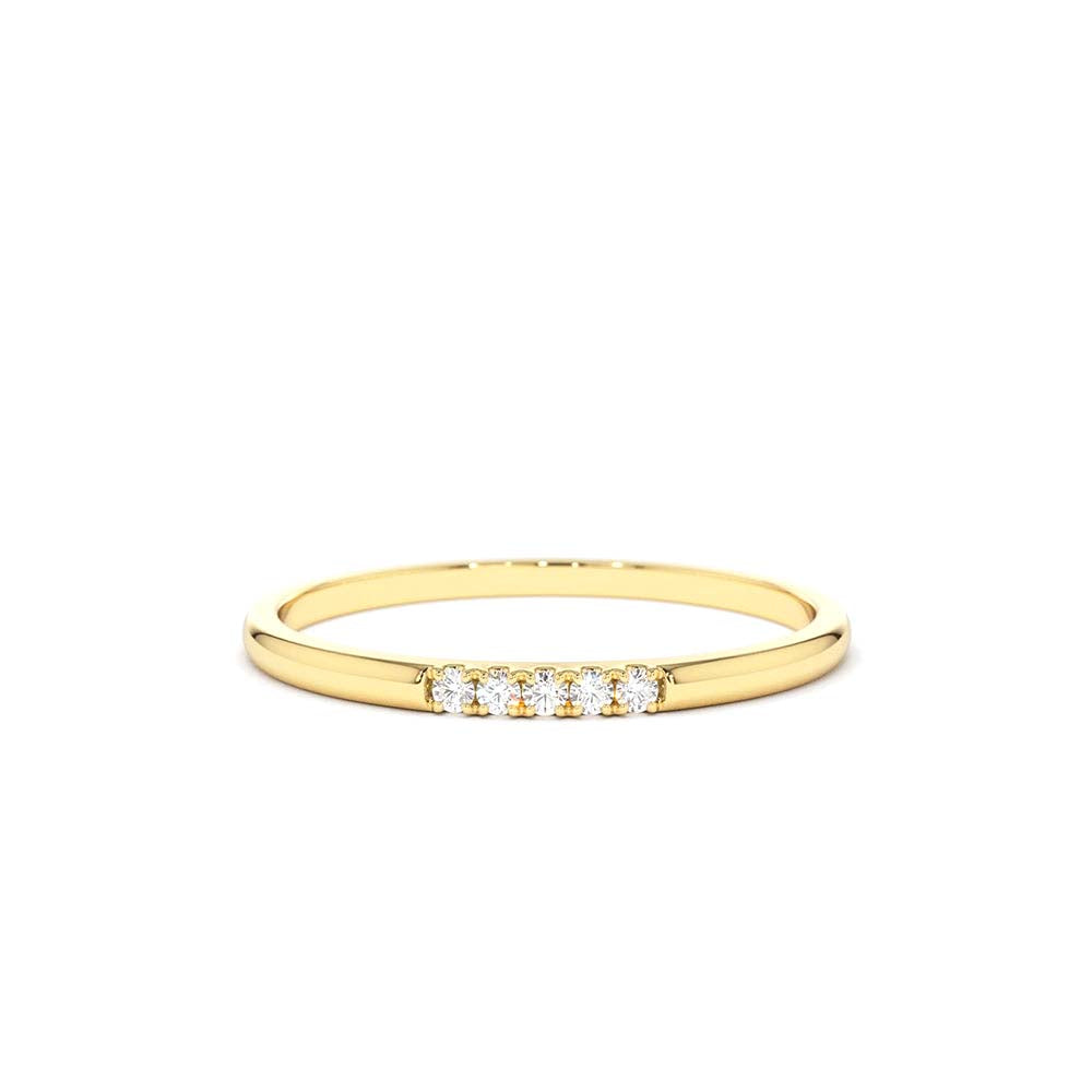 5 Stone Pave Diamond Band in 14K Gold — view 1
