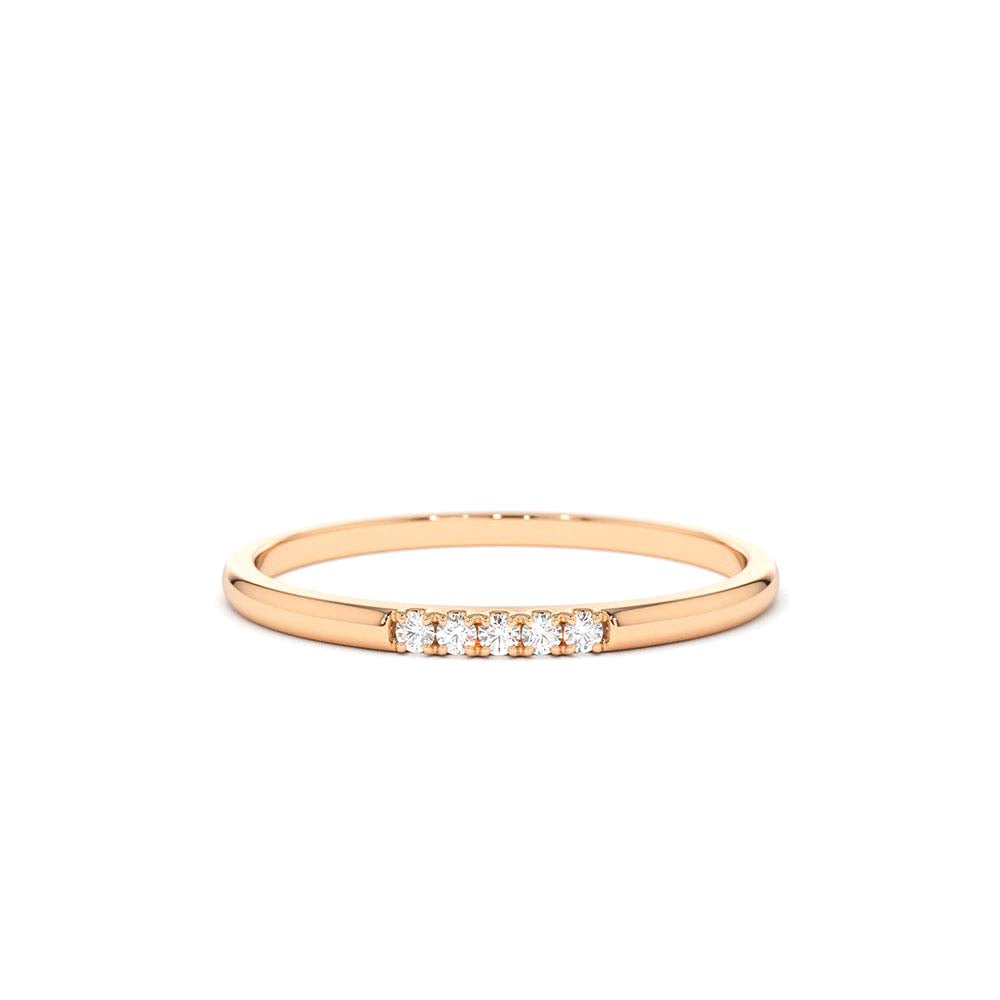 5 Stone Pave Diamond Band in 14K Gold — view 4