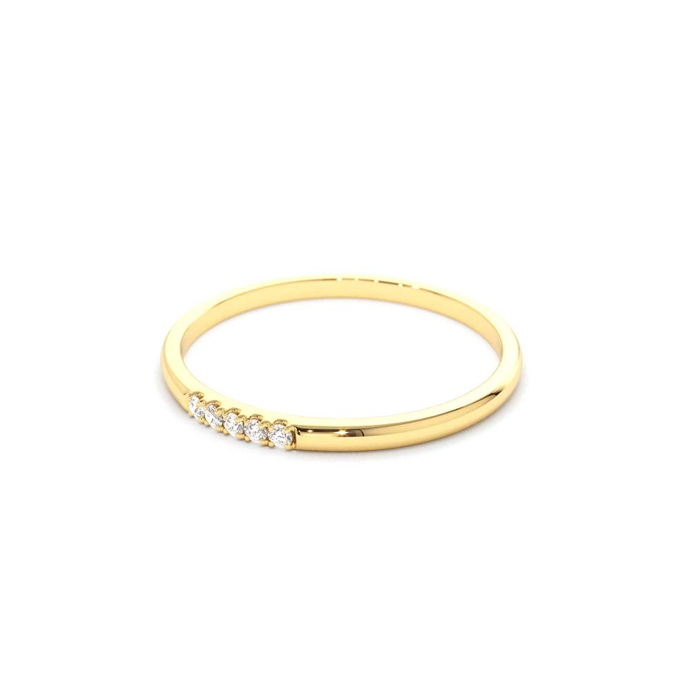 5 Stone Pave Diamond Band in 14K Gold — view 2