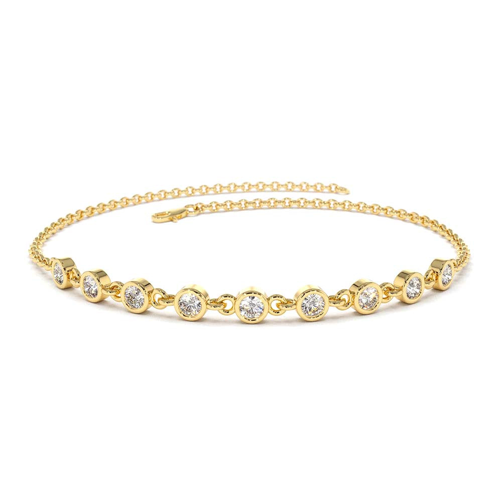 Bezel Set Diamond Bracelet in 14K Gold — view 1