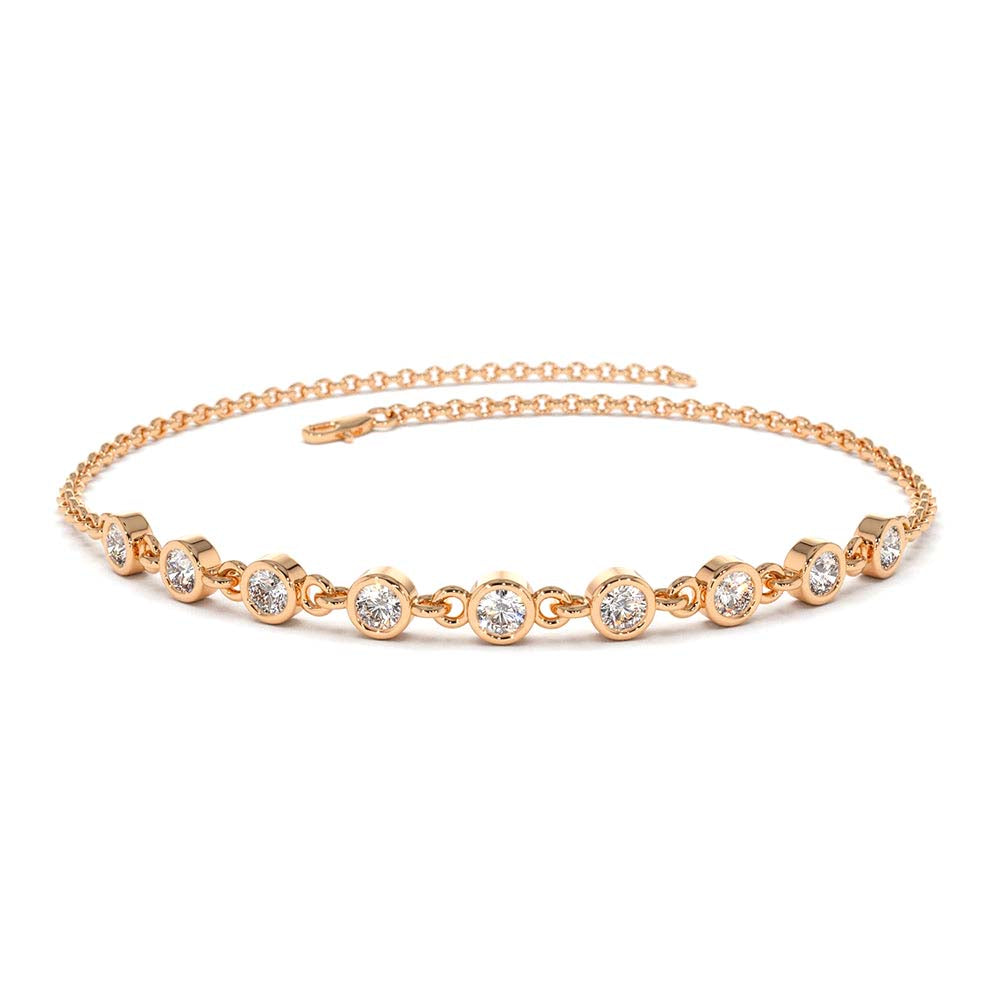 Bezel Set Diamond Bracelet in 14K Gold — view 5