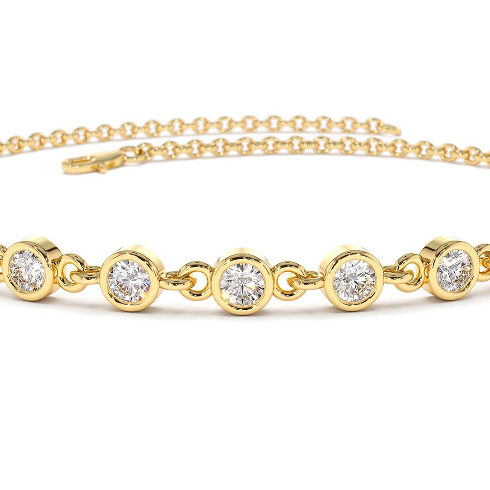 Bezel Set Diamond Bracelet in 14K Gold — view 2