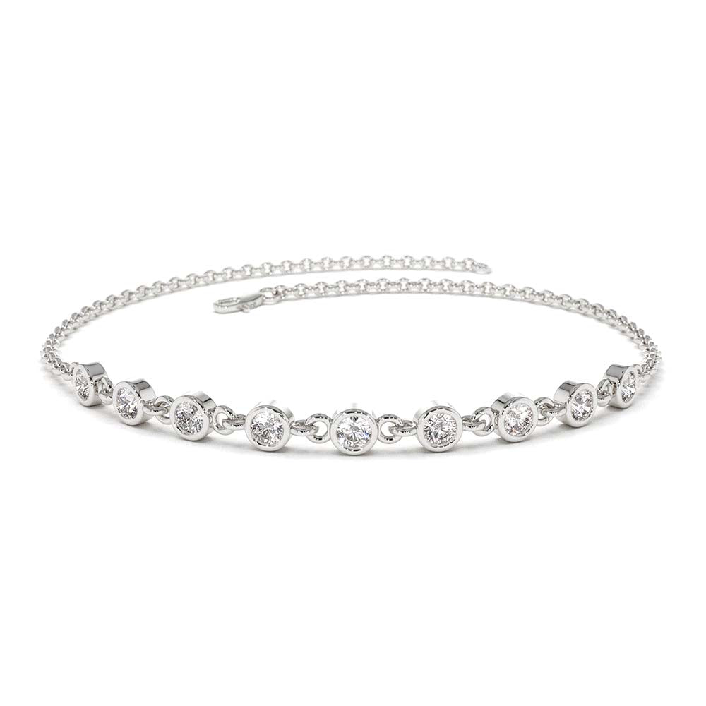 Bezel Set Diamond Bracelet in 14K Gold — view 4