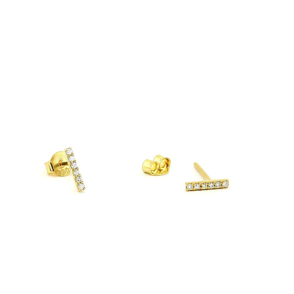 Diamond Bar Stud Earrings in 14K Gold — view 1