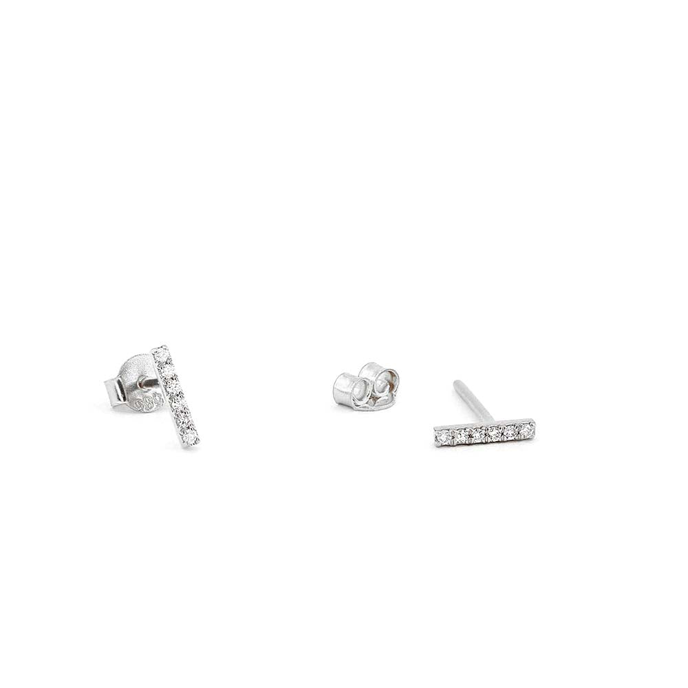 Diamond Bar Stud Earrings in 14K Gold — view 2