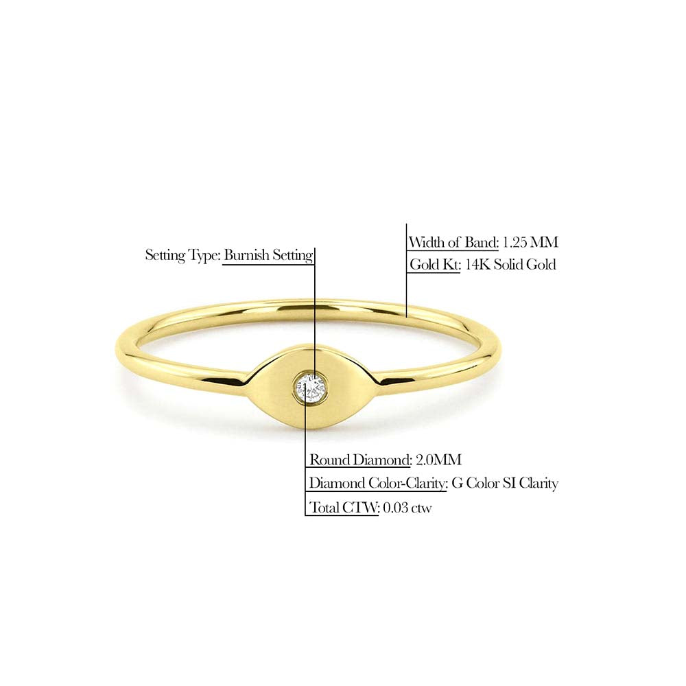 Evil Eye Diamond Ring in 14K Gold — view 2