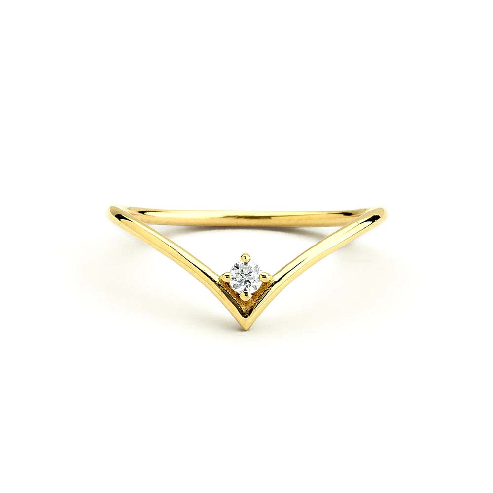 Chevron Diamond Ring in 14K Gold — view 1