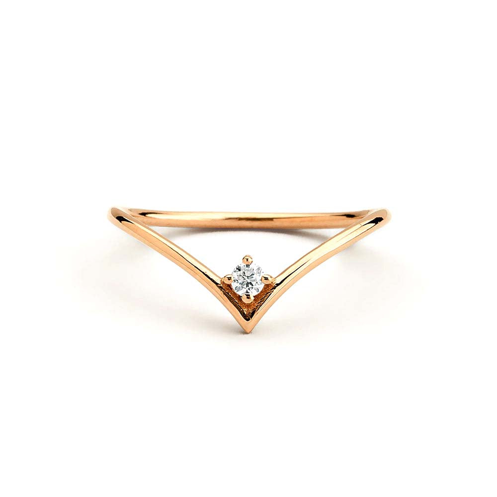 Chevron Diamond Ring in 14K Gold — view 4