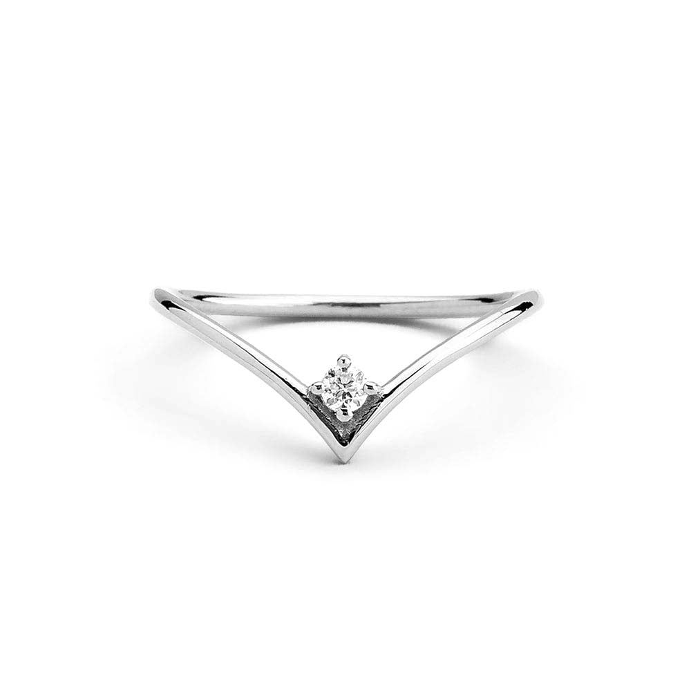 Chevron Diamond Ring in 14K Gold — view 3
