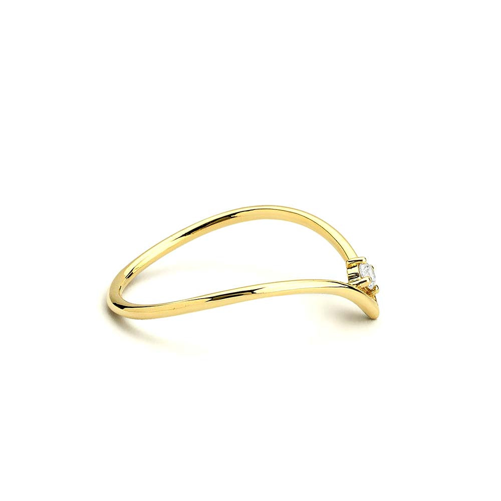 Chevron Diamond Ring in 14K Gold — view 2