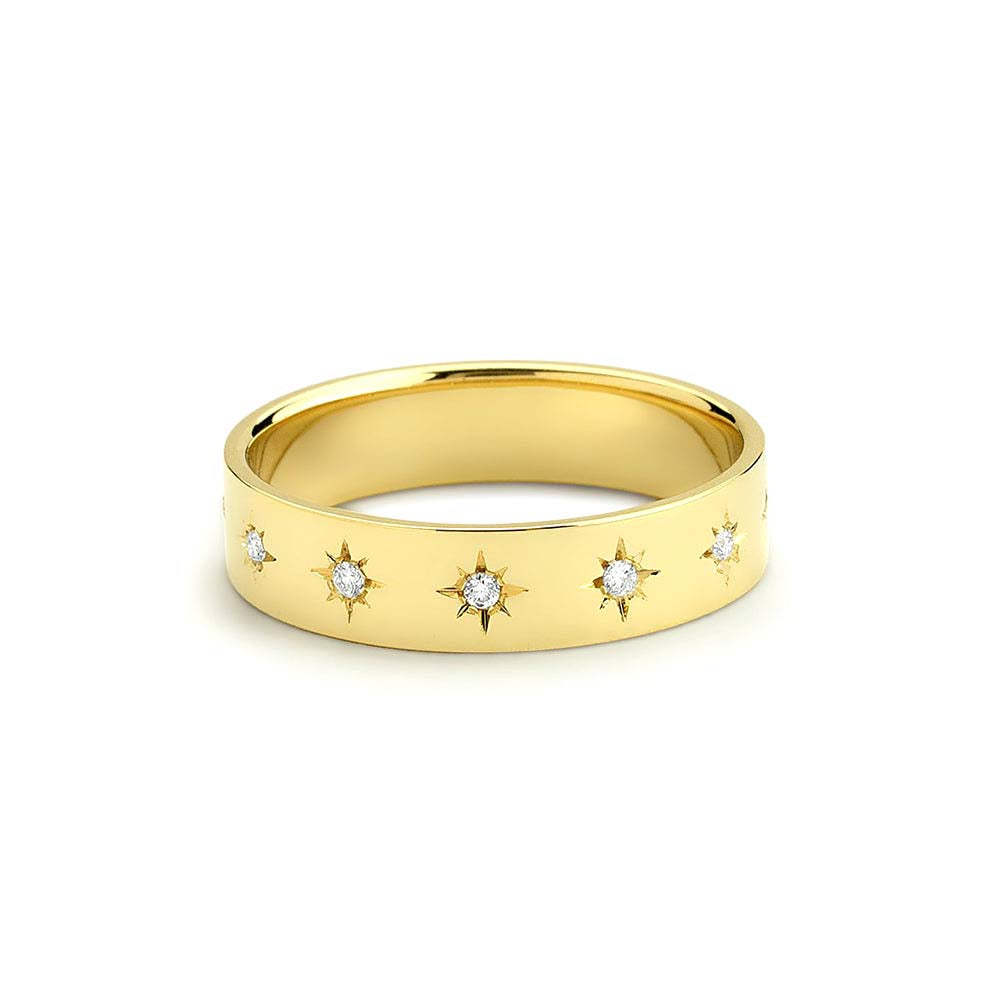 Starburst Band in 14K Gold — view 1