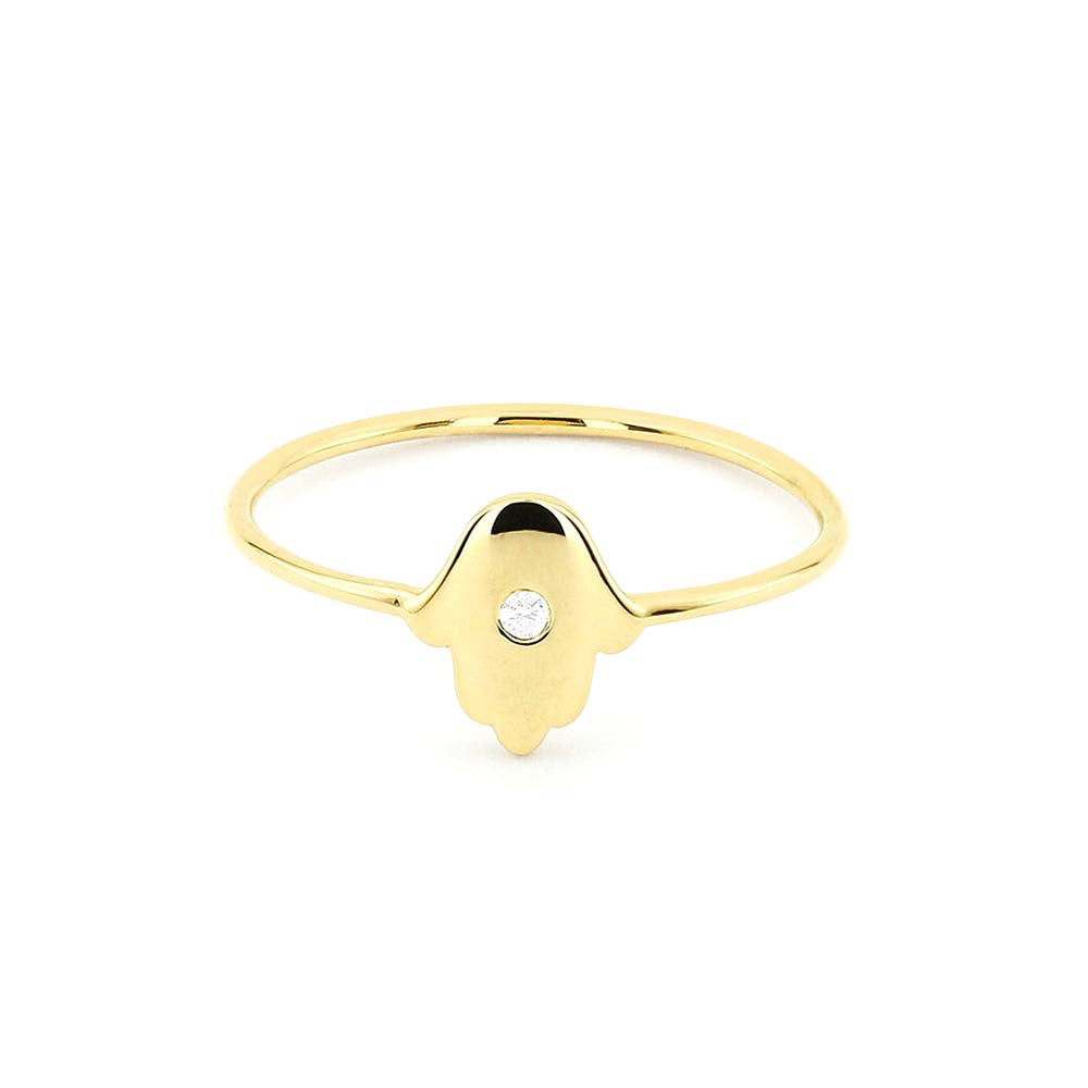 Diamond Hamsa Ring in 14K Gold — view 1